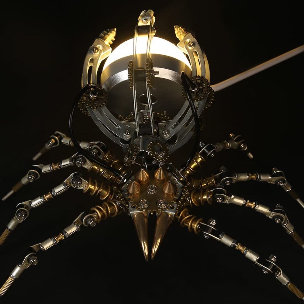 Modelo 3D de un rompecabezas de araña de metal.