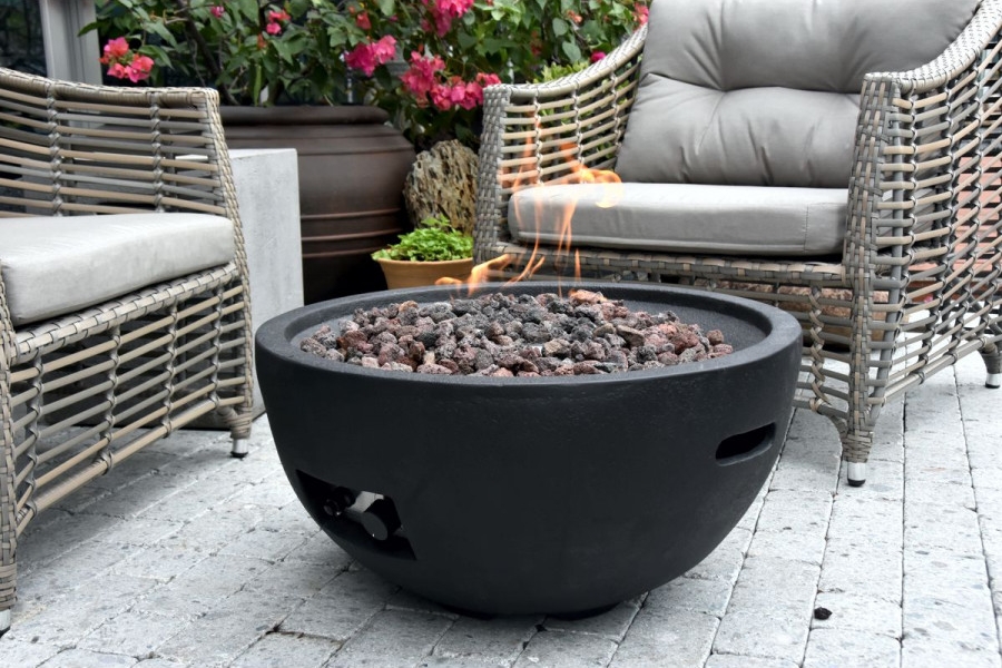 Chimenea de lujo portátil - brasero de gas para jardín o terraza (hormigón  negro)