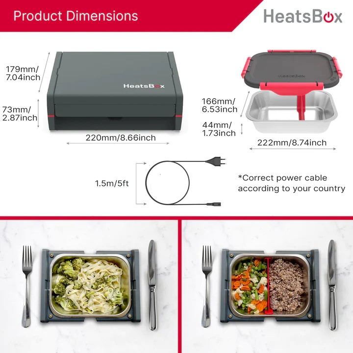 Fiambrera para alimentos calentada eléctricamente heatsbox pro