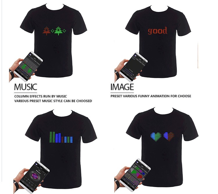 Camiseta LED programable con pantalla LED de colores