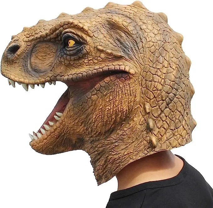 Máscara de Halloween dinosaurio de silicona t rex máscara de cabeza de dinosaurio