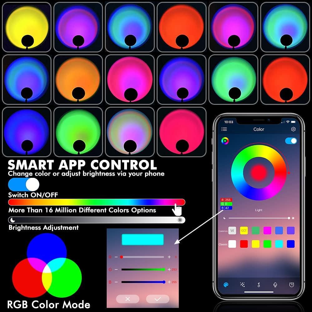 lámpara wifi para teléfono inteligente aplicación móvil controlada RGB colorido