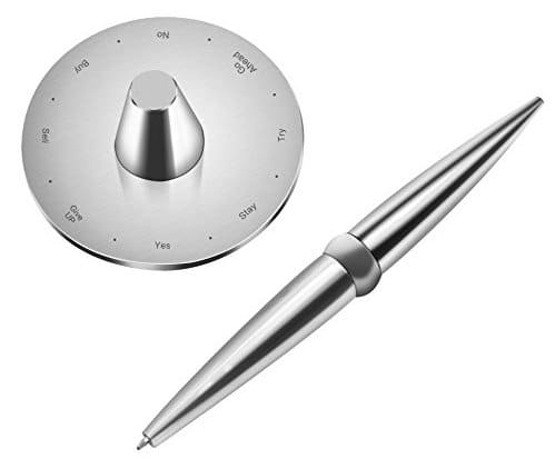 bolígrafo de acero inoxidable plateado con base magnética