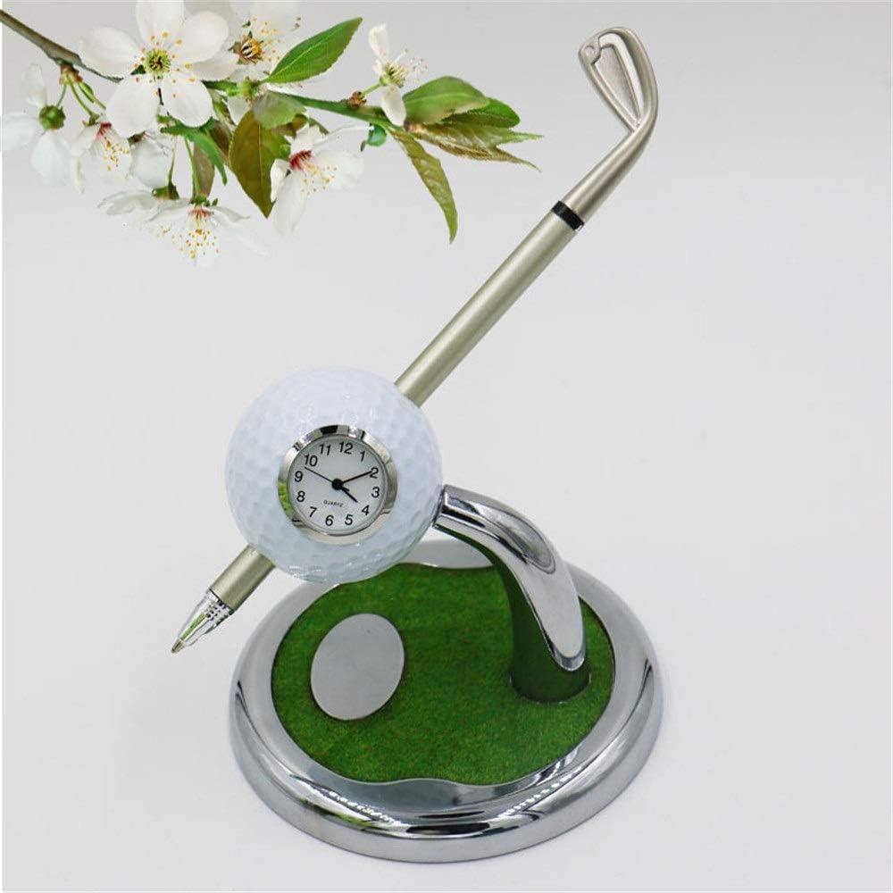Bolígrafo con reloj en soporte de golf
