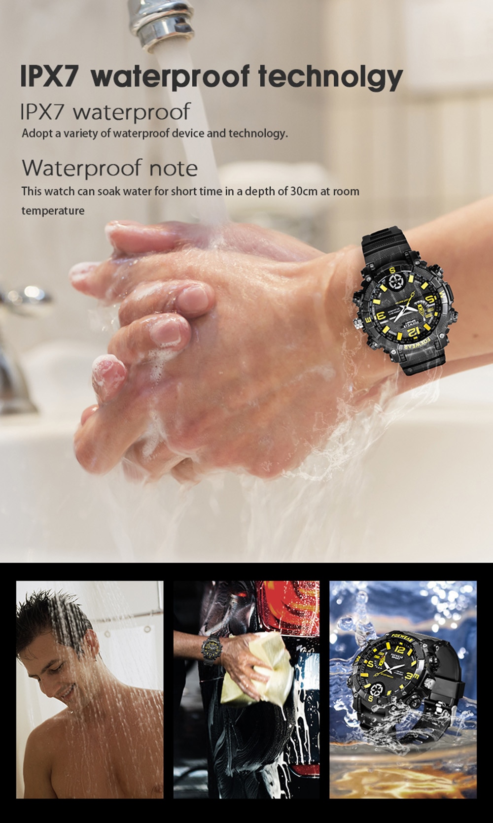 reloj con cámara resistente al agua IPX7