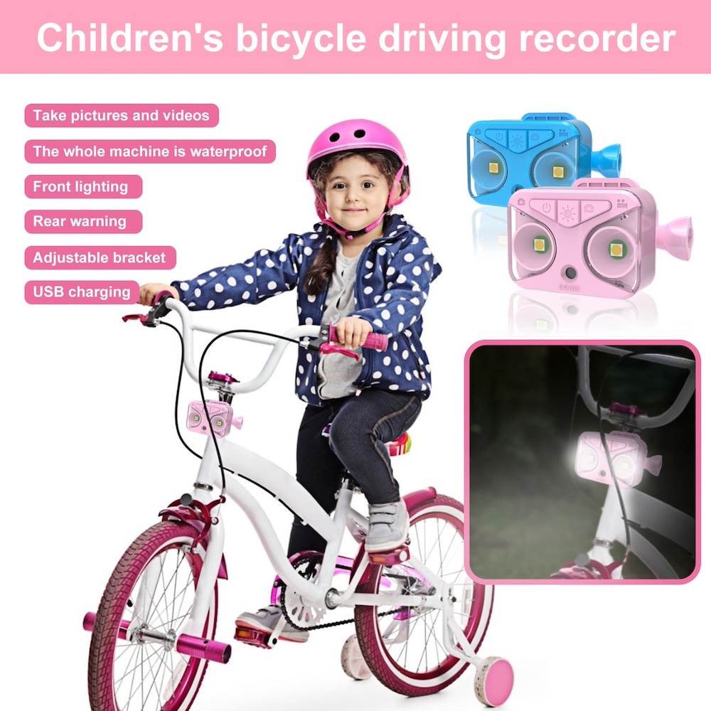 cámara para bicicleta para niños con luz para bicicleta
