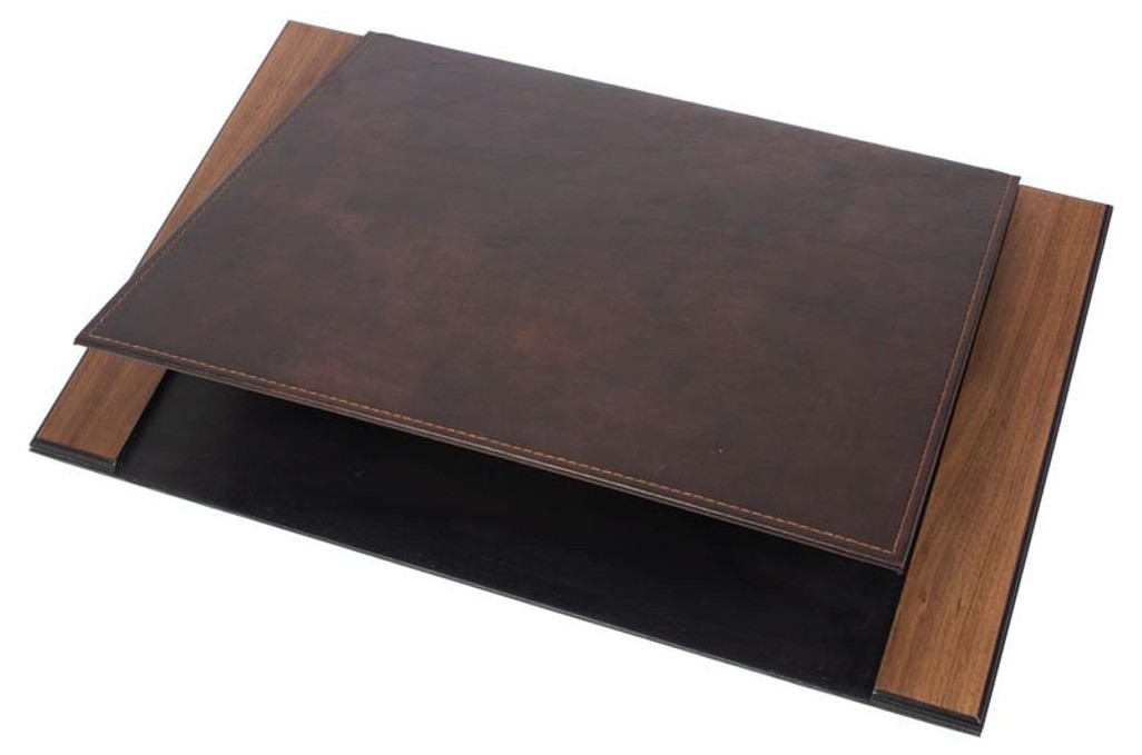 documentos almohadilla de cuero de madera