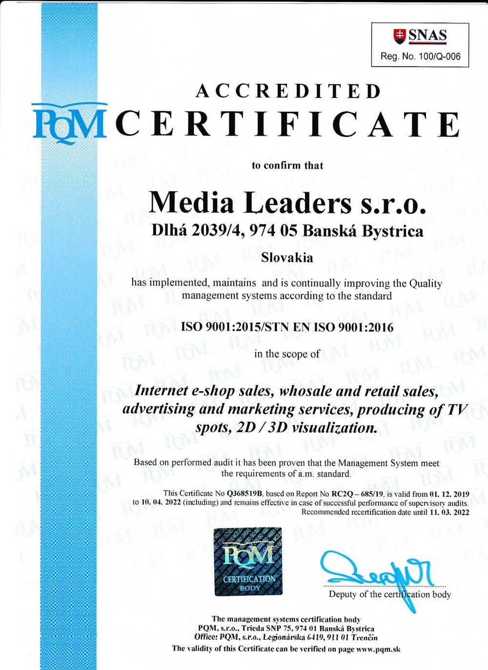Certificado ISO media leaders