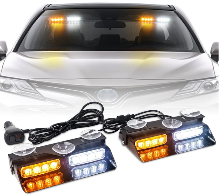 luces de emergencia del automóvil que destellan la baliza del automóvil (azul, rojo, blanco, amarillo, púrpura)